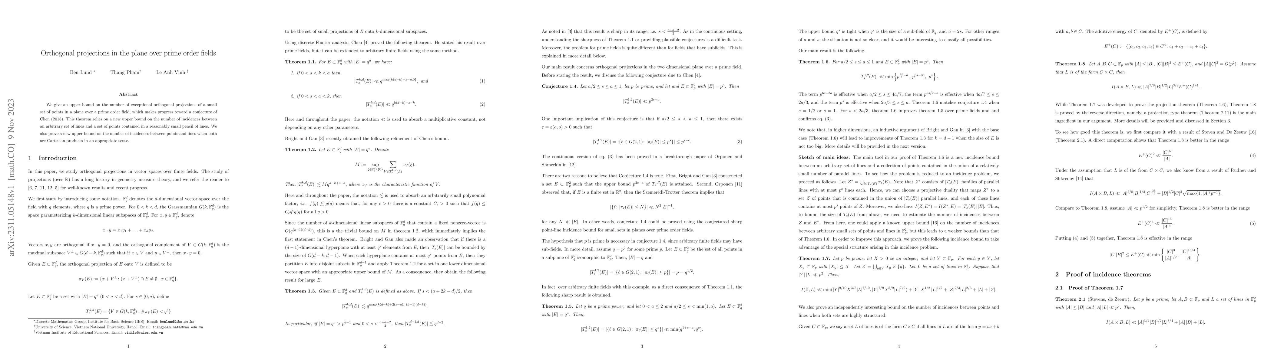 Thumbnail for Orthogonal projections in the plane over prime order fields