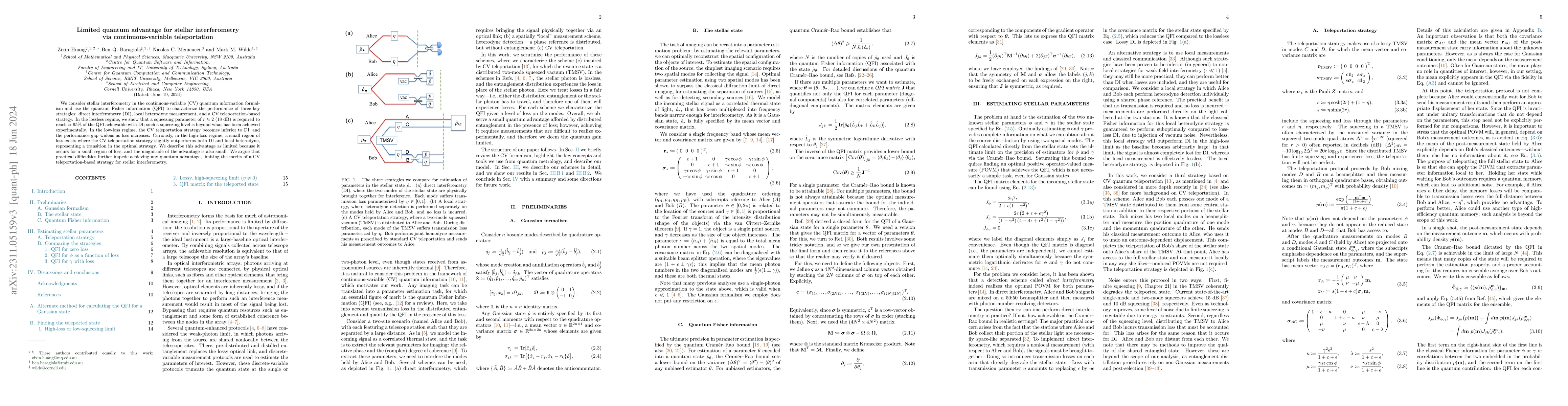 Thumbnail for Limited quantum advantage for stellar interferometry via
  continuous-variable teleportation