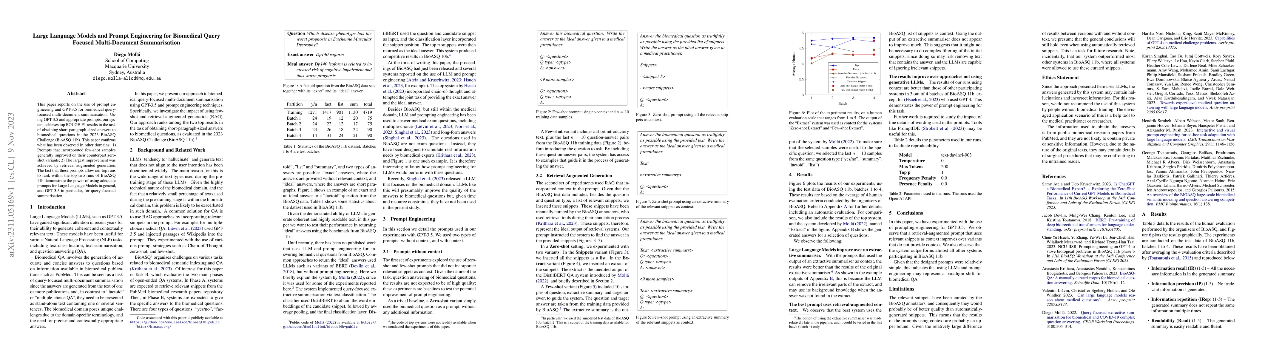 Thumbnail for Large Language Models and Prompt Engineering for Biomedical Query
  Focused Multi-Document Summarisation