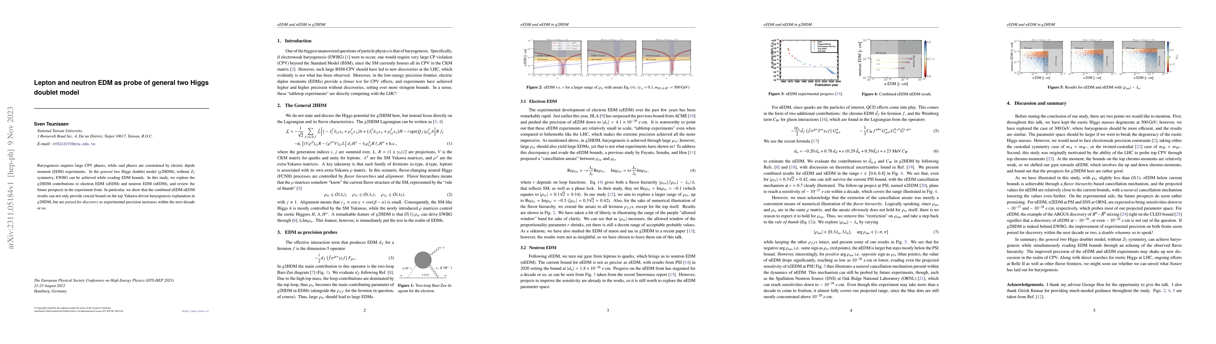 Thumbnail for Lepton and neutron EDM as probe of general two Higgs doublet model