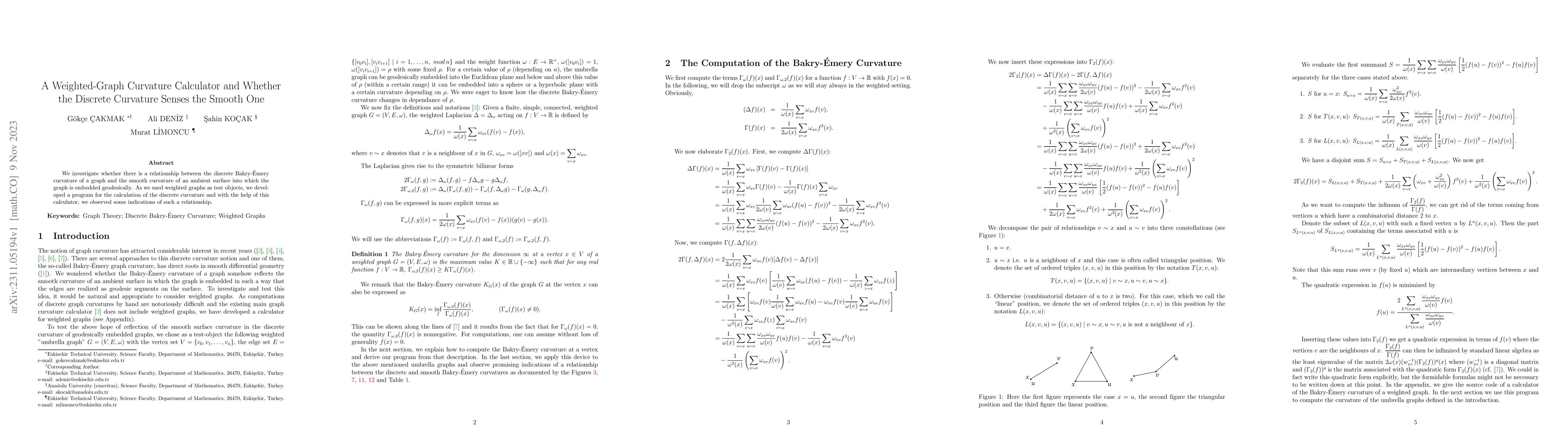 Thumbnail for A Weighted-Graph Curvature Calculator and Whether the Discrete Curvature
  Senses the Smooth One