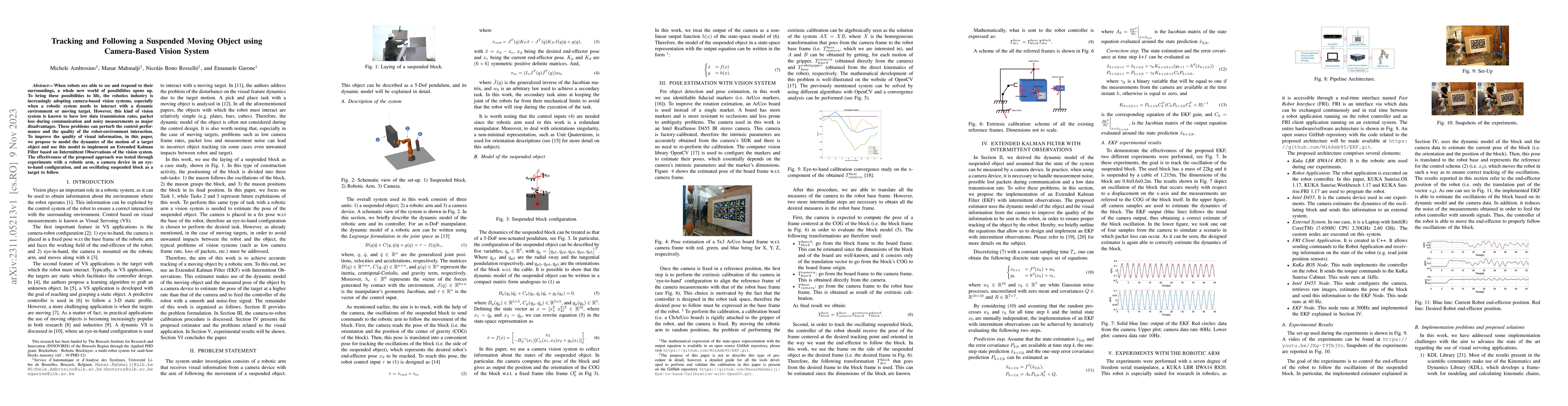 Thumbnail for Tracking and Following a Suspended Moving Object using Camera-Based
  Vision System