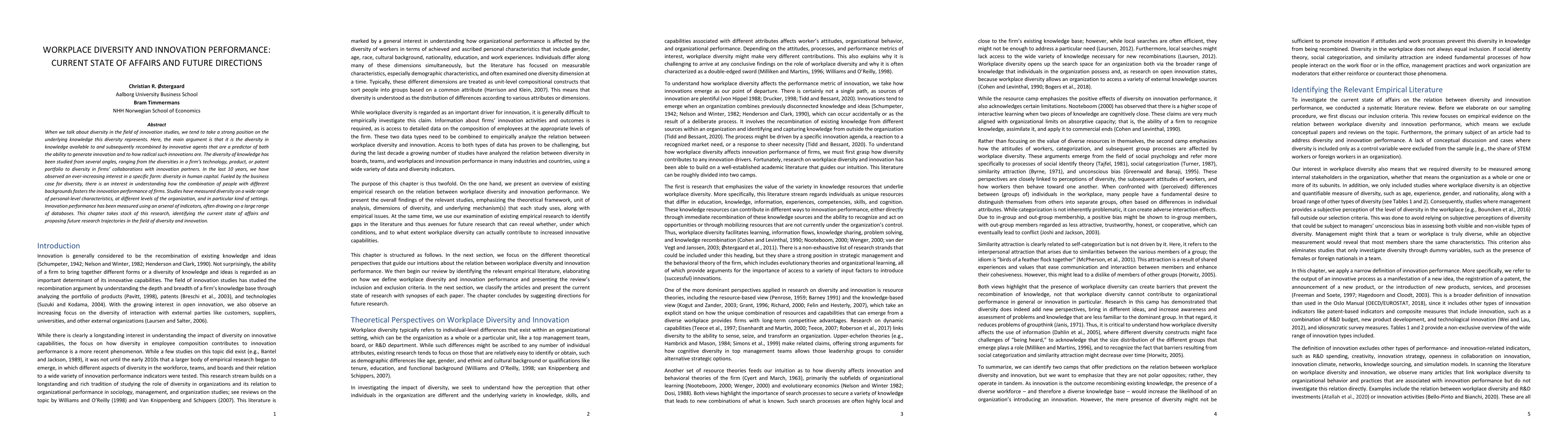 Thumbnail for Workplace diversity and innovation performance: current state of affairs
  and future directions