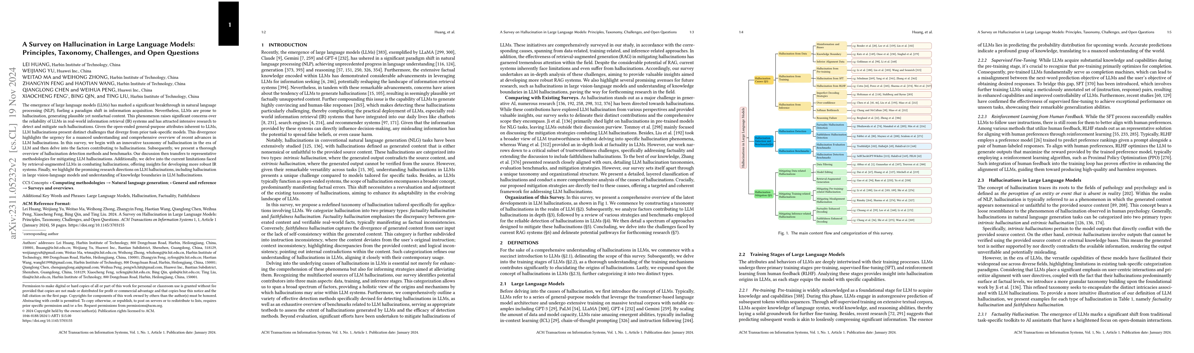 Thumbnail for A Survey on Hallucination in Large Language Models: Principles,
  Taxonomy, Challenges, and Open Questions