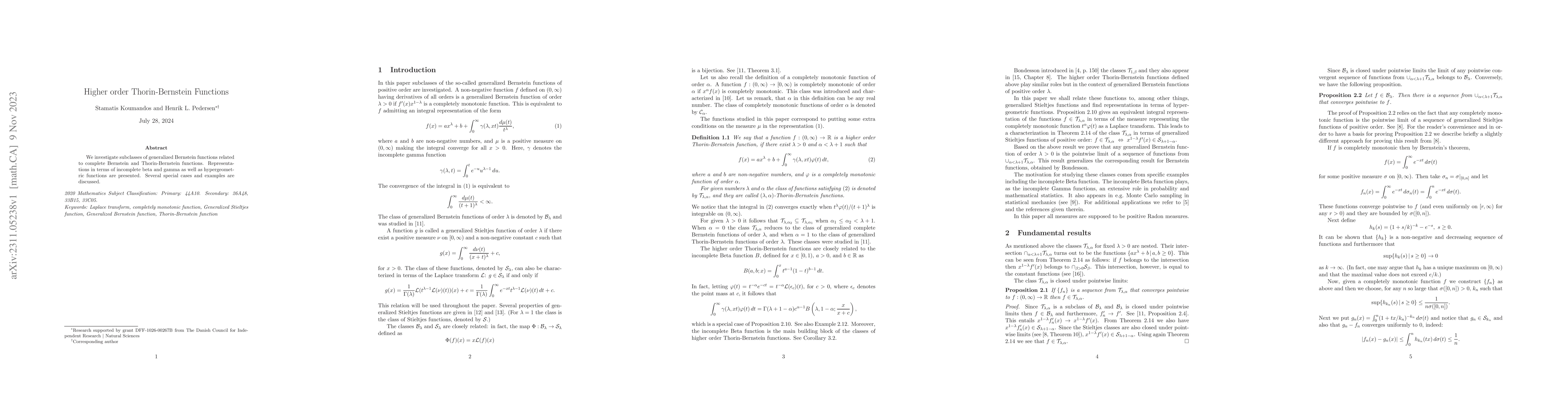 Thumbnail for Higher order Thorin-Bernstein Functions