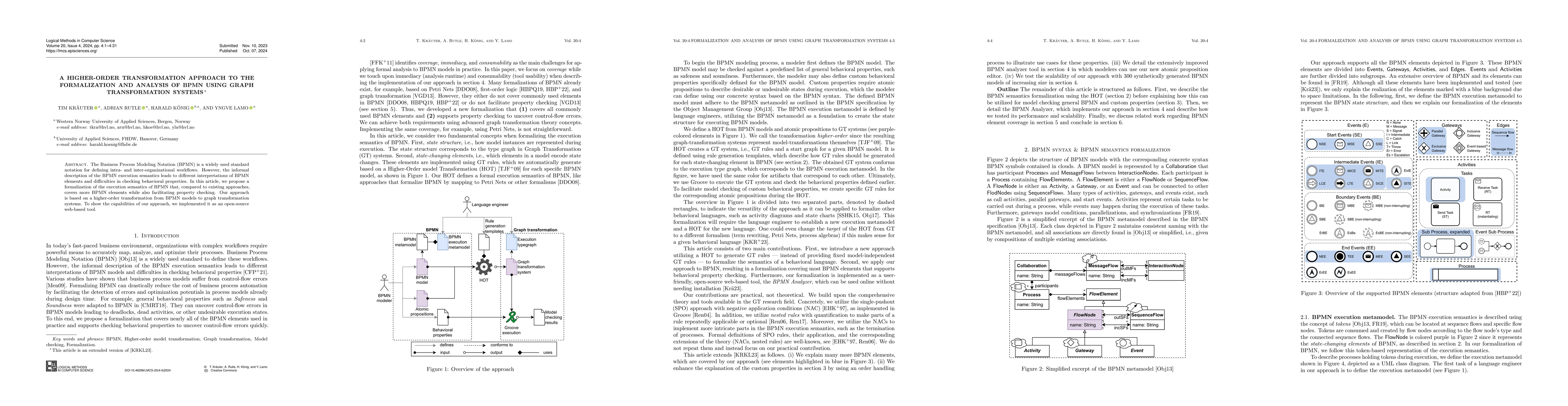Thumbnail for A higher-order transformation approach to the formalization and analysis
  of BPMN using graph transformation systems