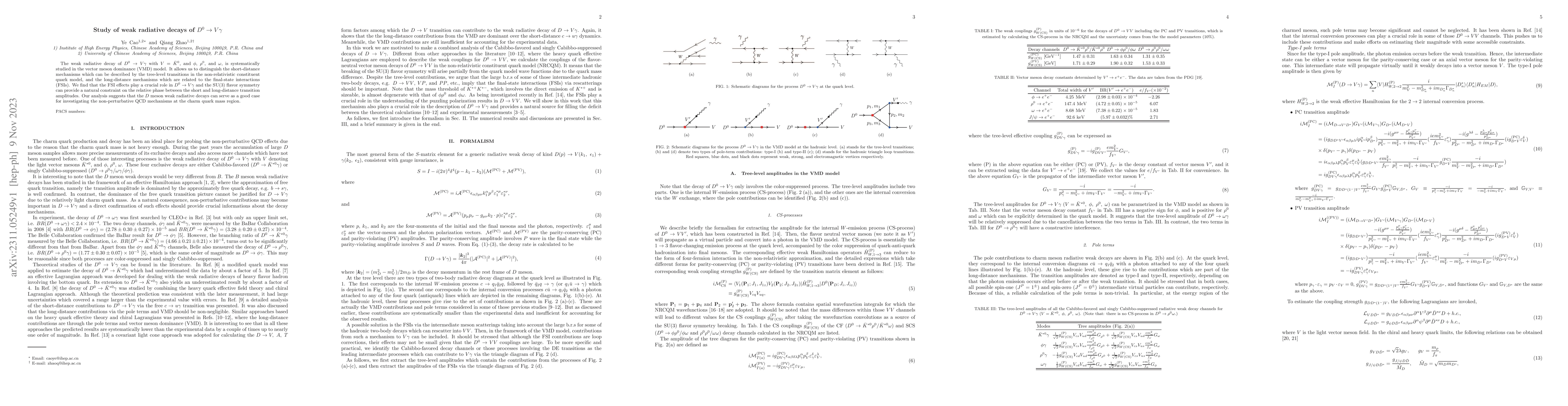 Thumbnail for Study of weak radiative decays of $D^0\to V \gamma$