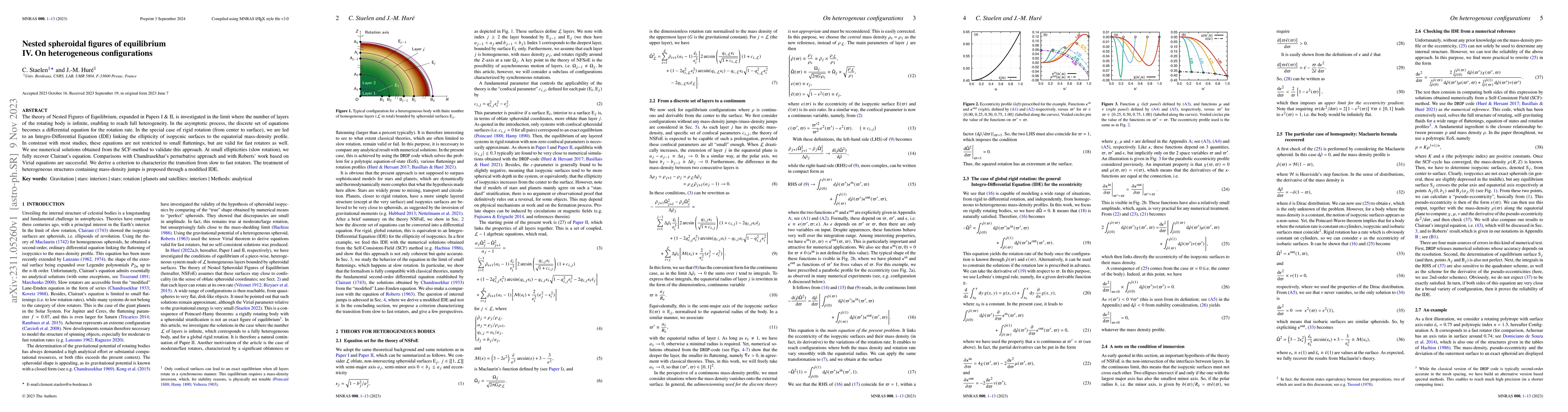 Thumbnail for Nested spheroidal figures of equilibrium -- IV. On heterogeneous
  configurations