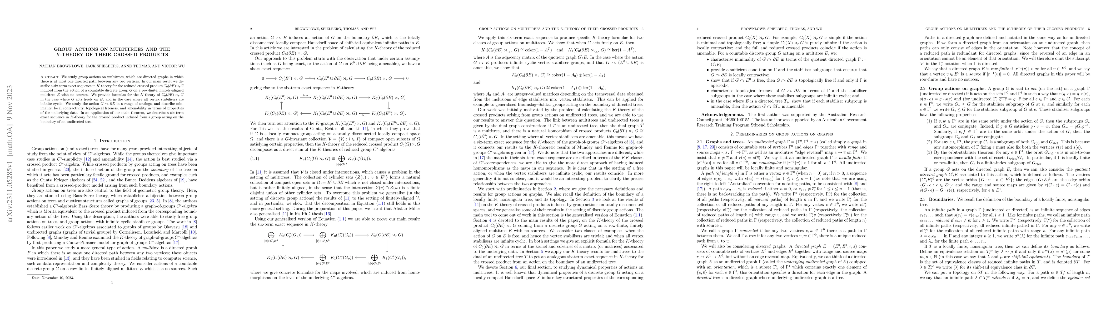 Thumbnail for Group actions on multitrees and the $K$-theory of their crossed products
