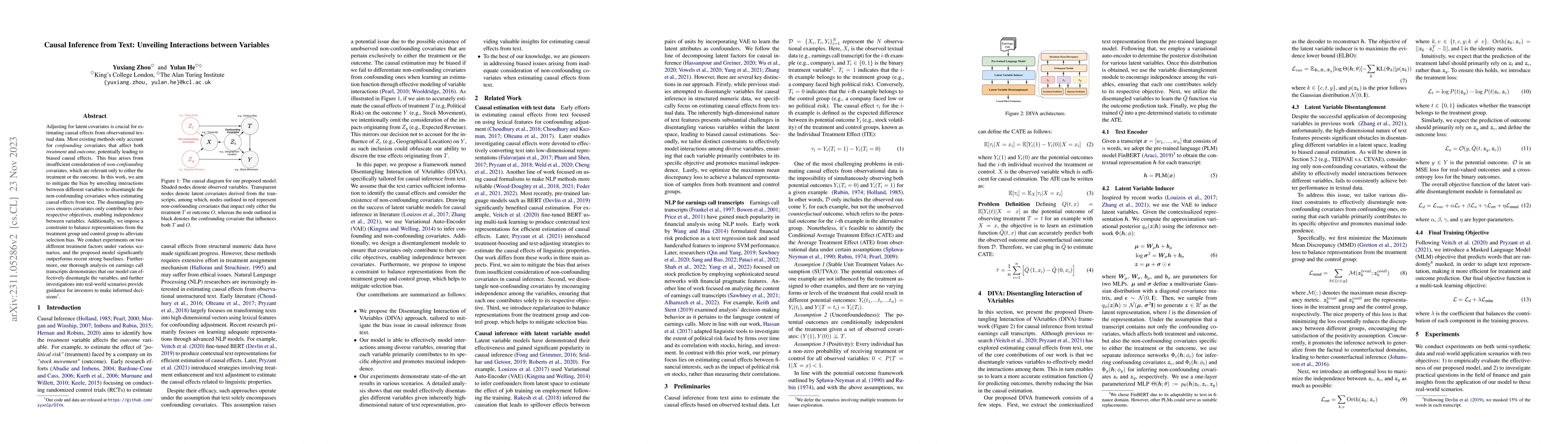 Thumbnail for Causal Inference from Text: Unveiling Interactions between Variables