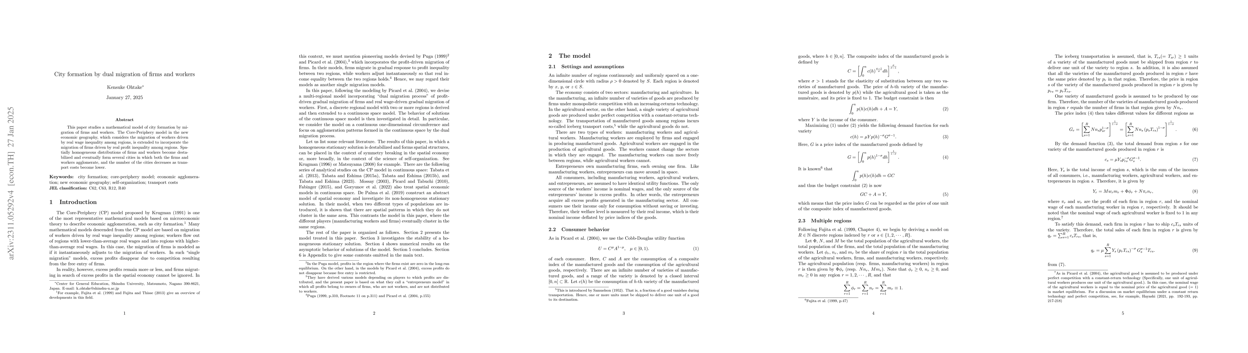 Thumbnail for City formation by dual migration of firms and workers