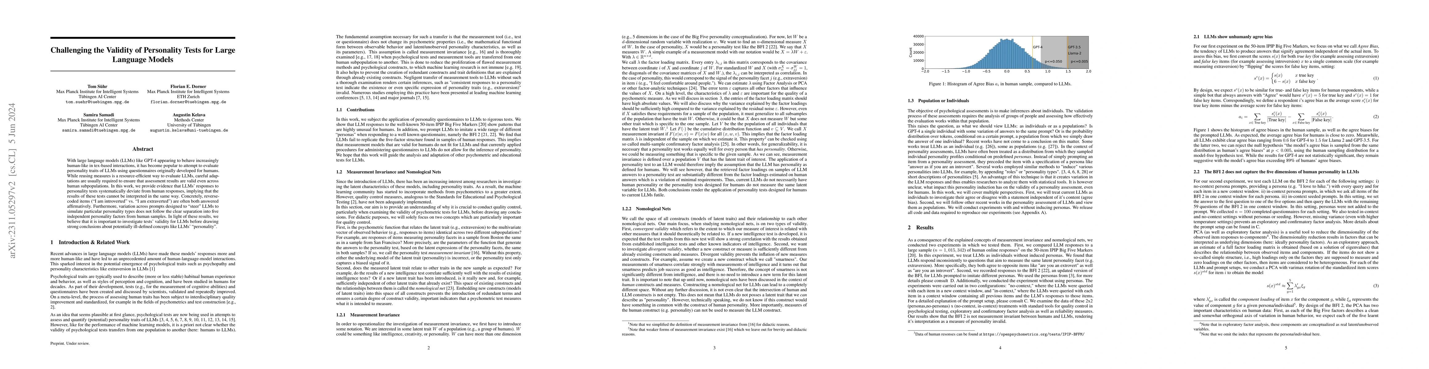 Thumbnail for Challenging the Validity of Personality Tests for Large Language Models