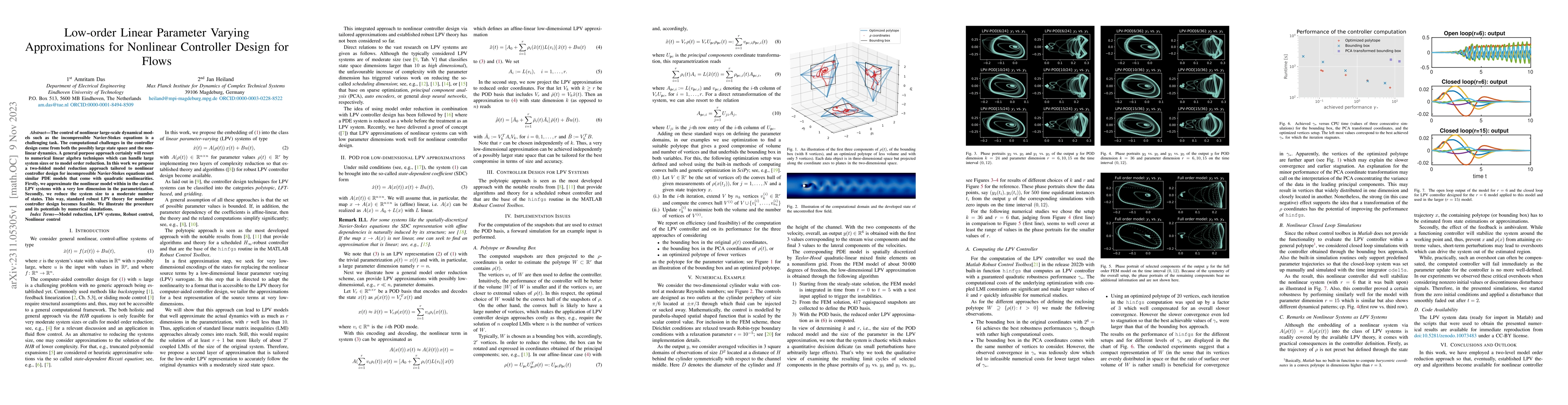 Thumbnail for Low-order Linear Parameter Varying Approximations for Nonlinear
  Controller Design for Flows