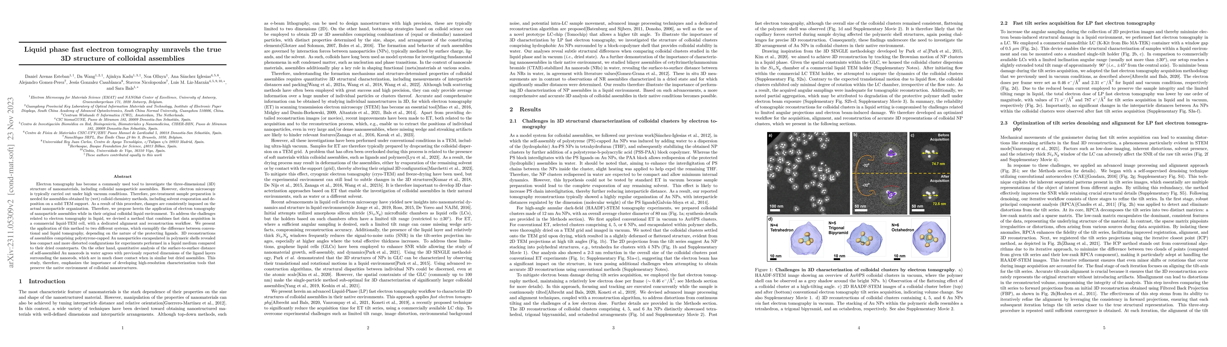 Thumbnail for Liquid phase fast electron tomography unravels the true 3D structure of
  colloidal assemblies