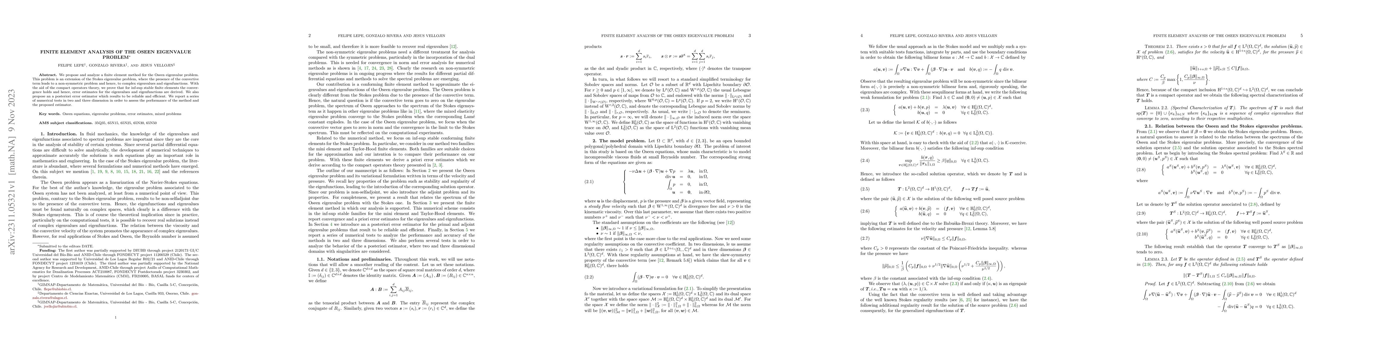 Thumbnail for Finite Element Analysis of the Oseen eigenvalue problem
