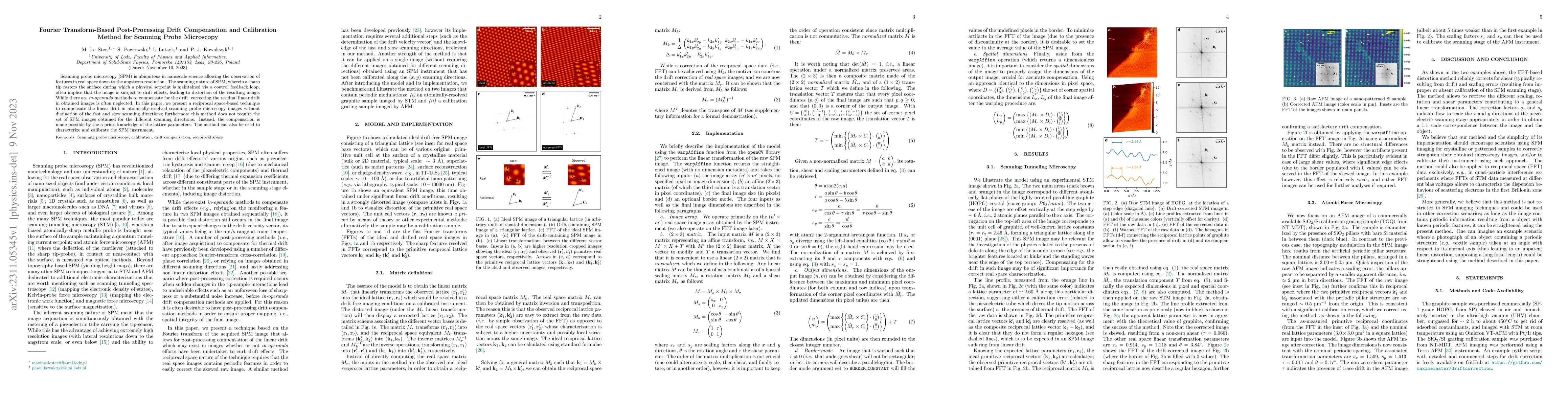 Thumbnail for Fourier Transform-Based Post-Processing Drift Compensation and
  Calibration Method for Scanning Probe Microscopy