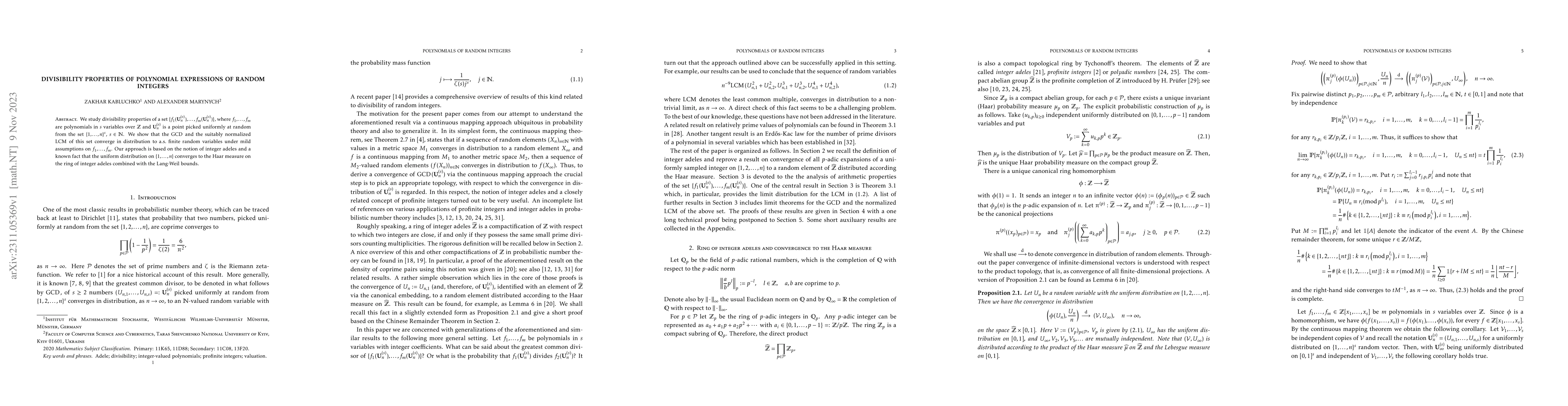 Thumbnail for Divisibility properties of polynomial expressions of random integers