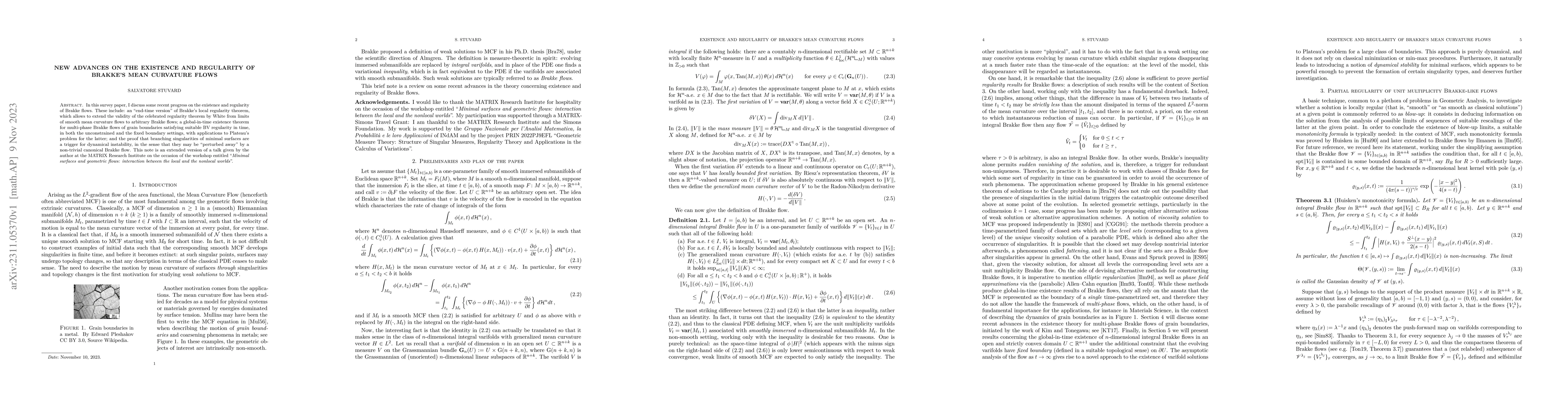 Thumbnail for New advances on the existence and regularity of Brakke's mean curvature
  flows