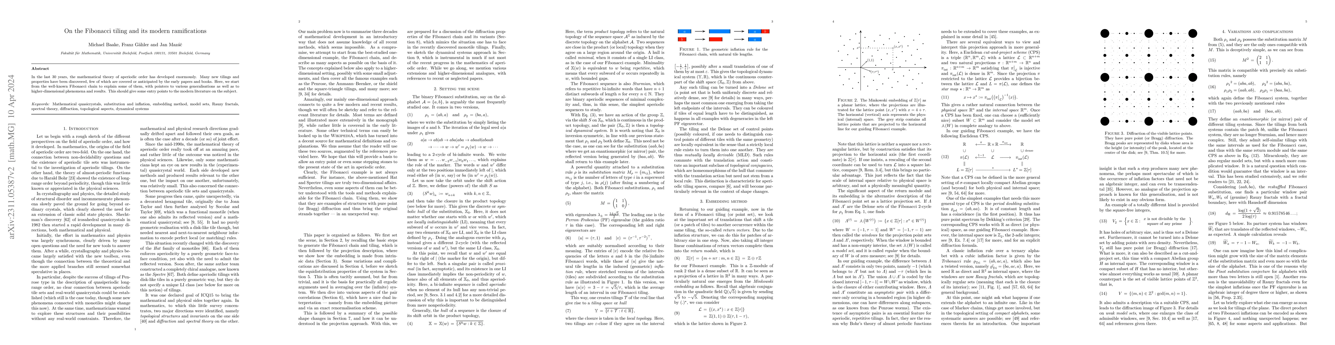 Thumbnail for On the Fibonacci tiling and its modern ramifications