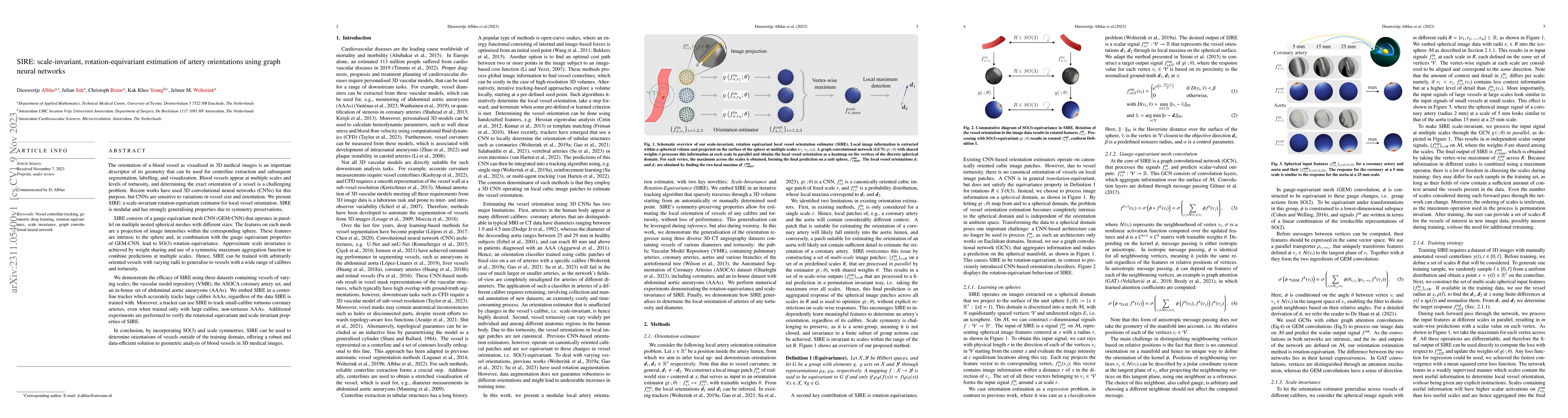Thumbnail for SIRE: scale-invariant, rotation-equivariant estimation of artery
  orientations using graph neural networks