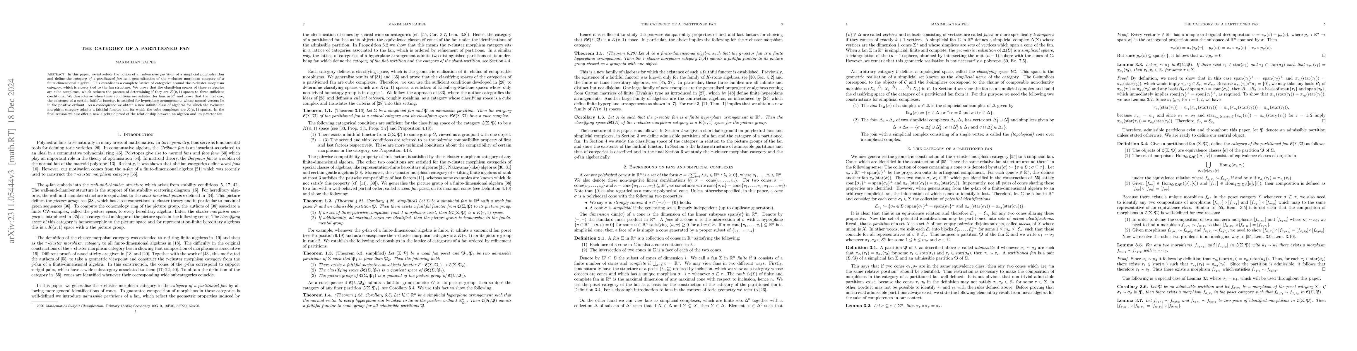 Thumbnail for The category of a partitioned fan
