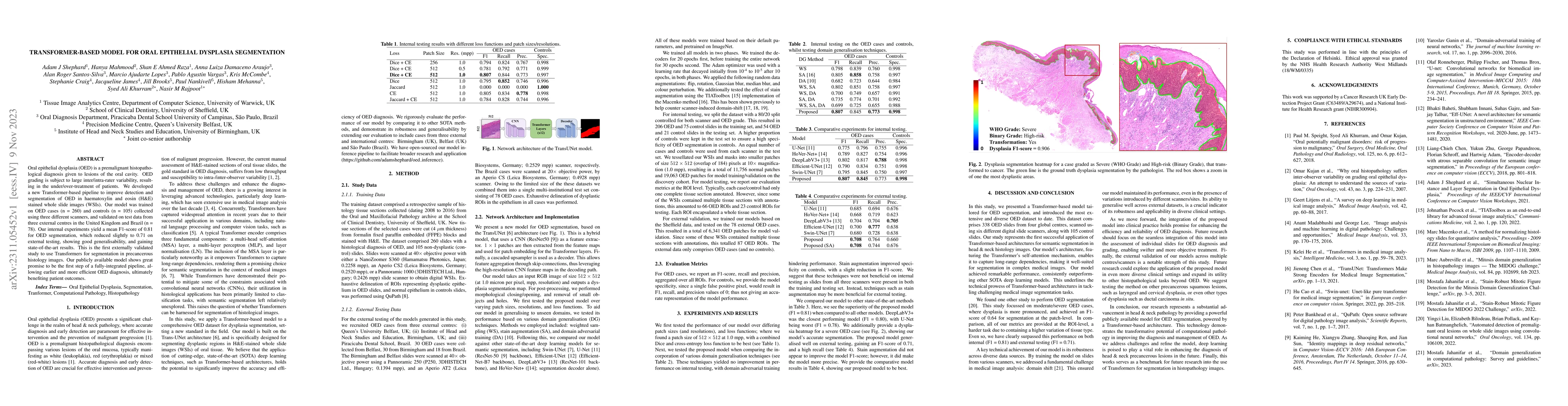 Thumbnail for Transformer-based Model for Oral Epithelial Dysplasia Segmentation