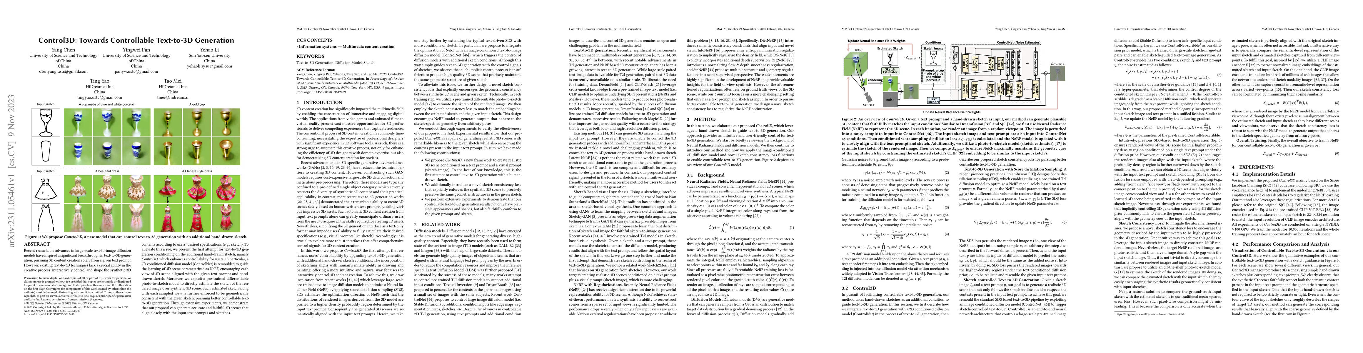 Thumbnail for Control3D: Towards Controllable Text-to-3D Generation