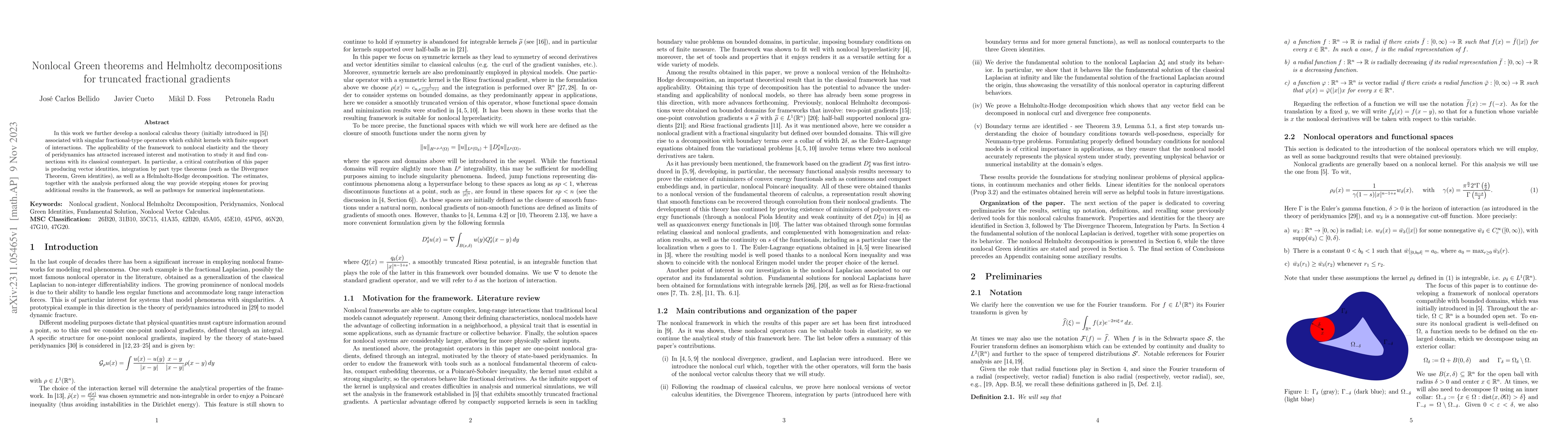 Thumbnail for Nonlocal Green theorems and Helmholtz decompositions for truncated
  fractional gradients