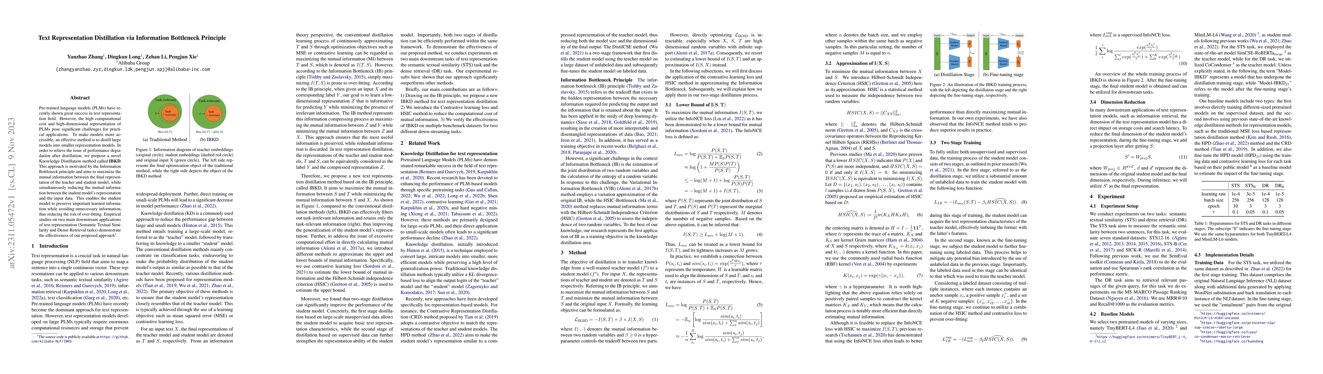 Thumbnail for Text Representation Distillation via Information Bottleneck Principle