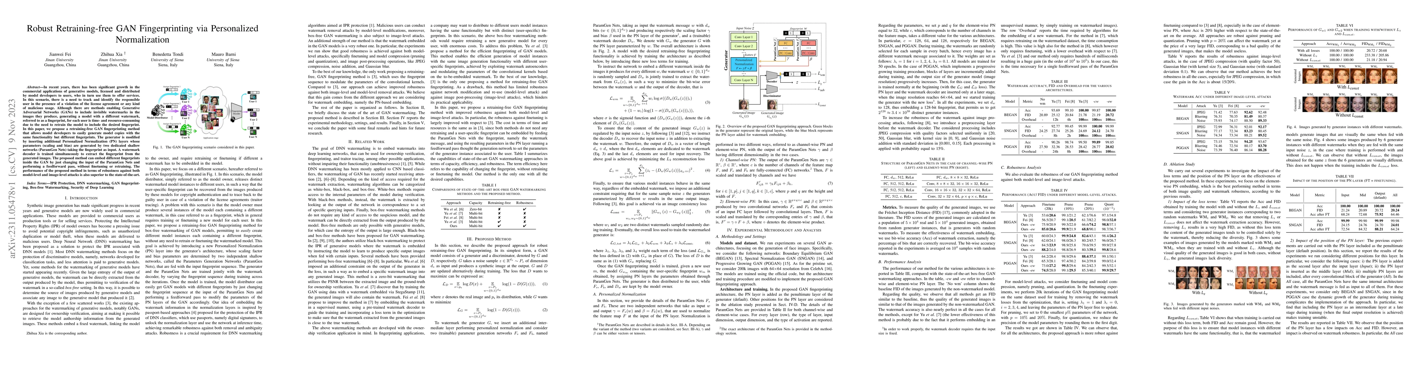 Thumbnail for Robust Retraining-free GAN Fingerprinting via Personalized Normalization