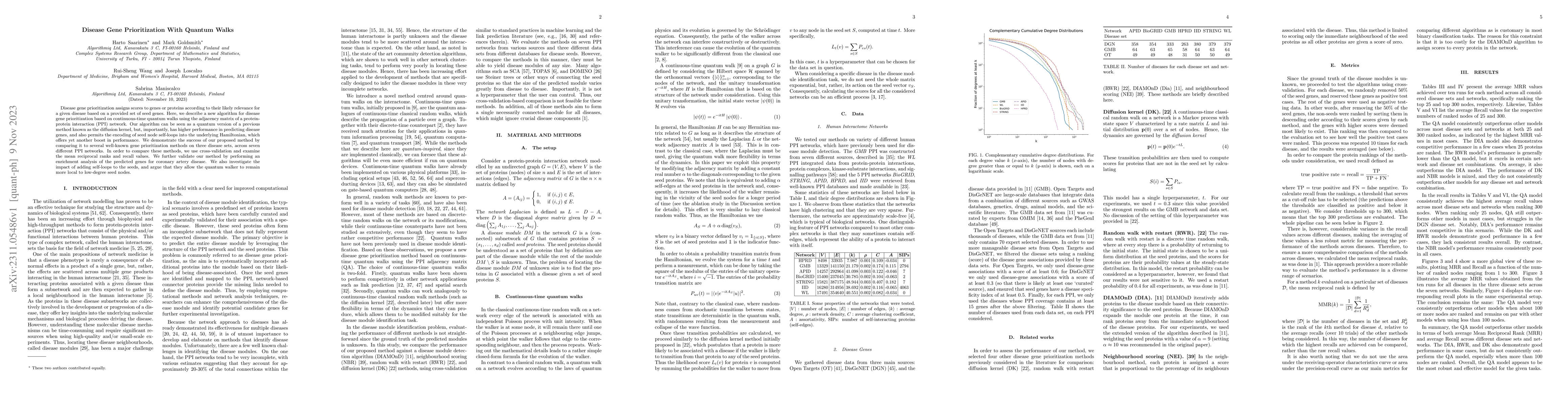 Thumbnail for Disease Gene Prioritization With Quantum Walks