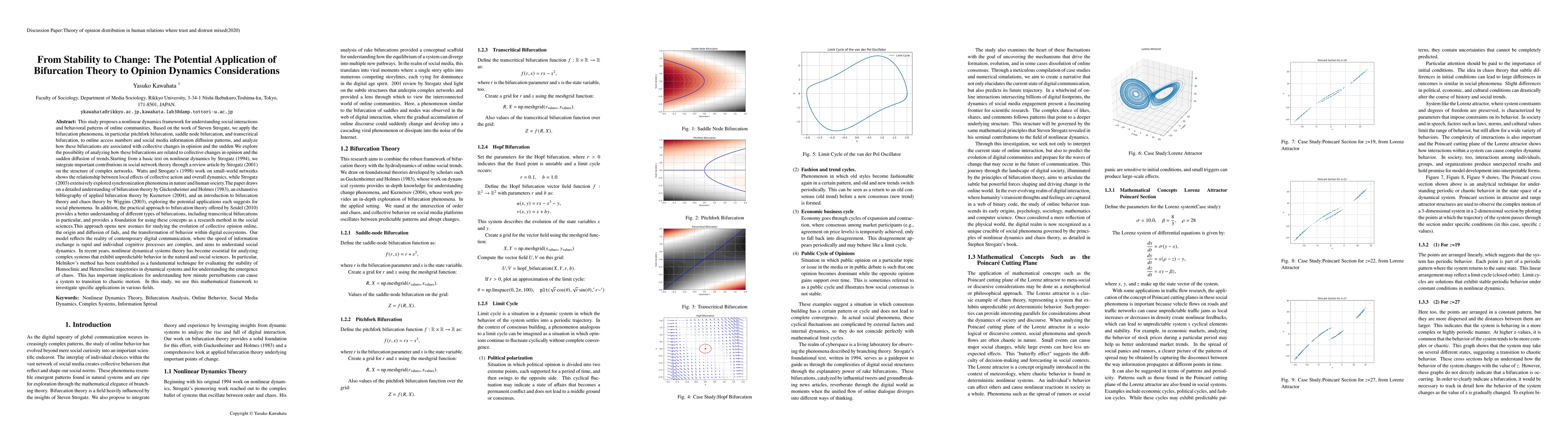 Thumbnail for From Stability to Change: The Potential Application of Bifurcation
  Theory to Opinion Dynamics Considerations