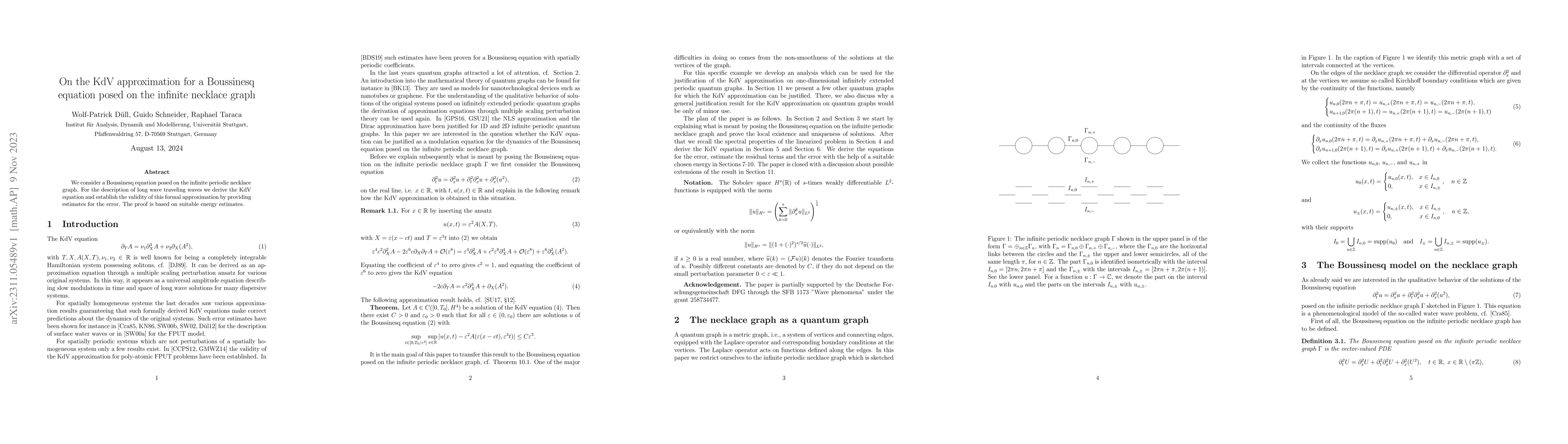 Thumbnail for On the KdV approximation for a Boussinesq equation posed on the infinite
  necklace graph