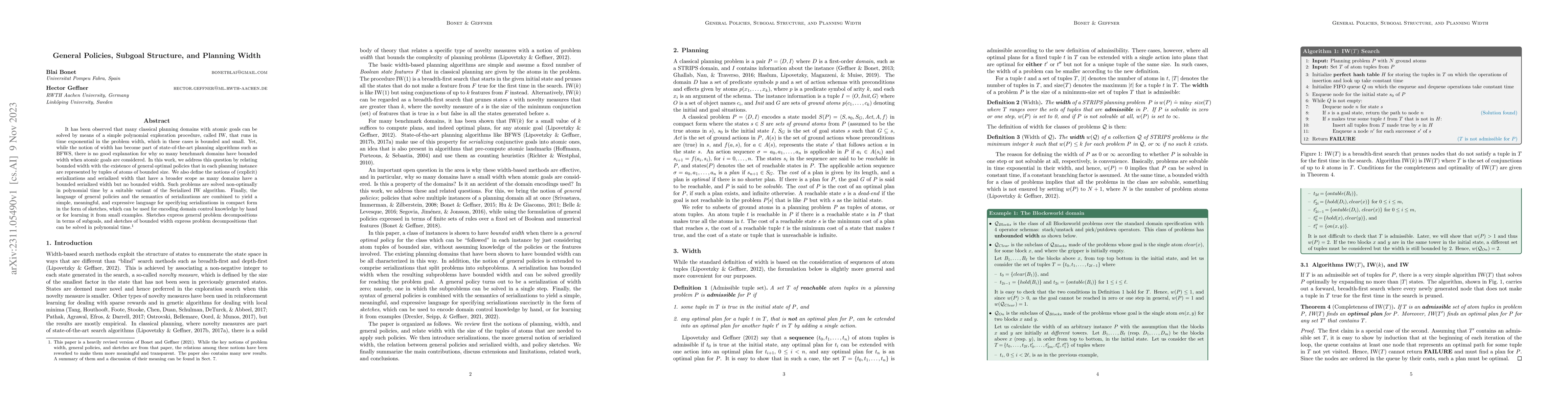 Thumbnail for General Policies, Subgoal Structure, and Planning Width