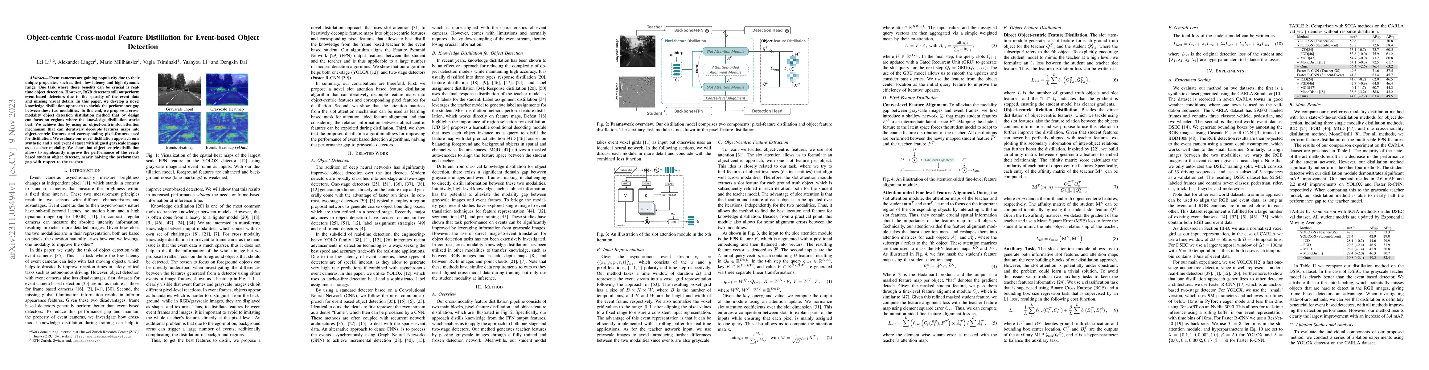 Thumbnail for Object-centric Cross-modal Feature Distillation for Event-based Object
  Detection