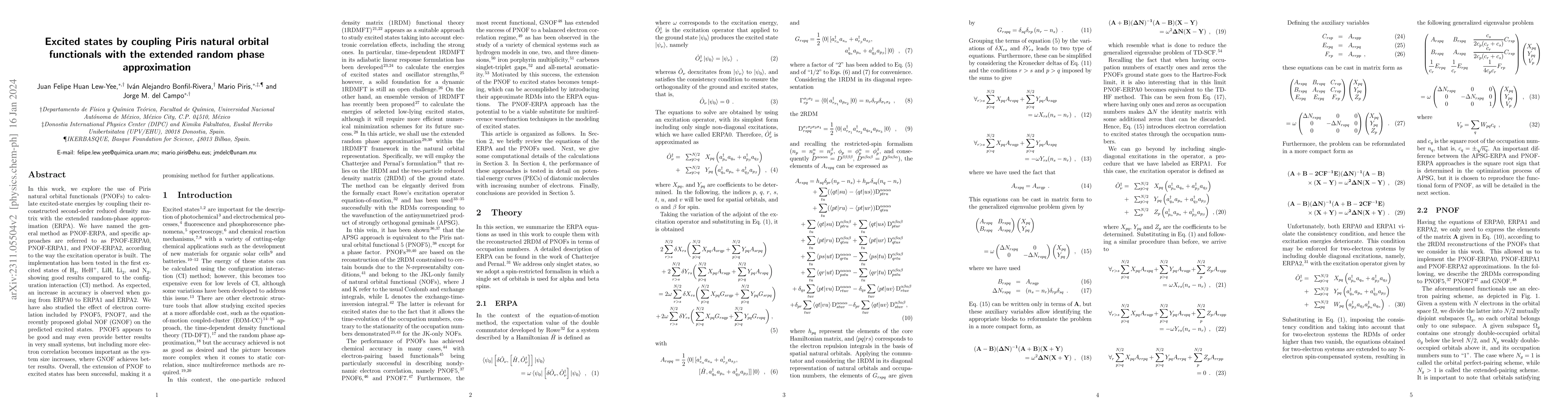 Thumbnail for Excited states by coupling Piris natural orbital functionals with
  extended random phase approximation
