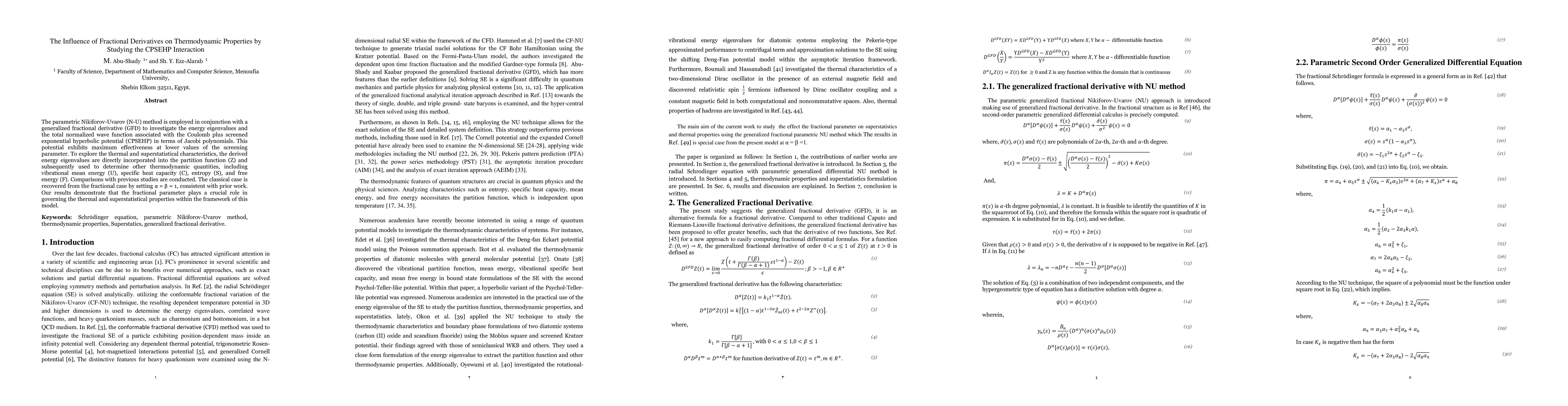 Thumbnail for Thermodynamic and Superstatistics Properties Using Parametric
  Generalized Fractional Nikiforov-Uvarov Method