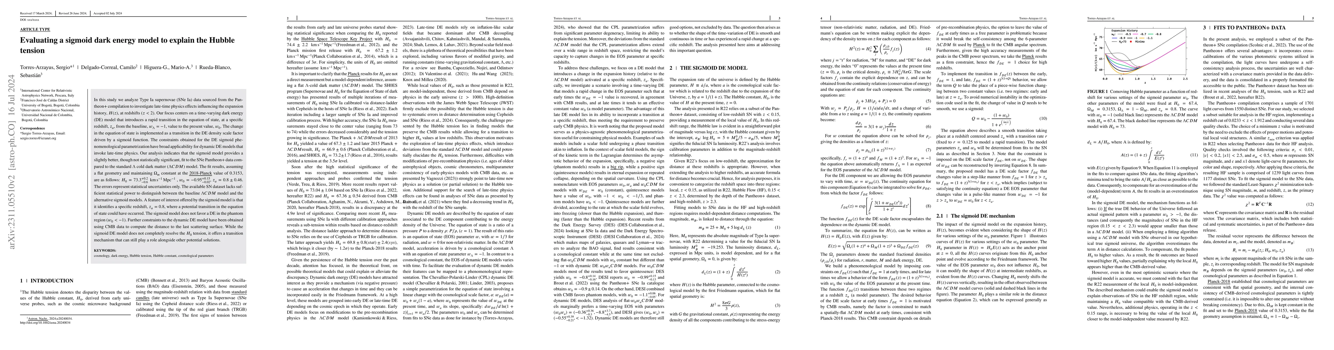 Thumbnail for Evaluating a Sigmoid Dark Energy Model to Explain the Hubble Tension
