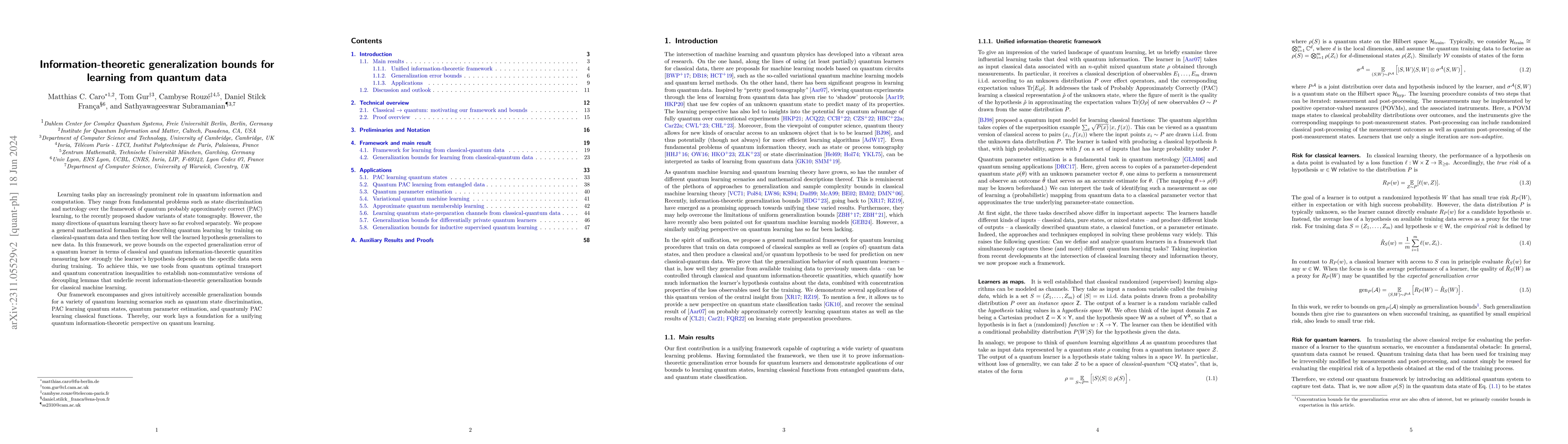 Thumbnail for Information-theoretic generalization bounds for learning from quantum
  data