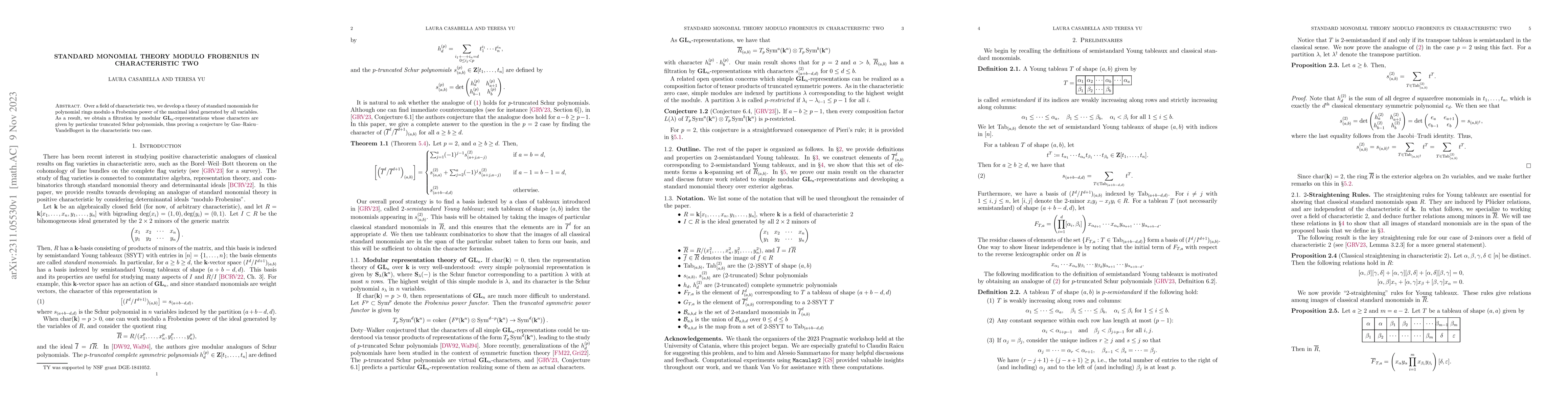 Thumbnail for Standard monomial theory modulo Frobenius in characteristic two