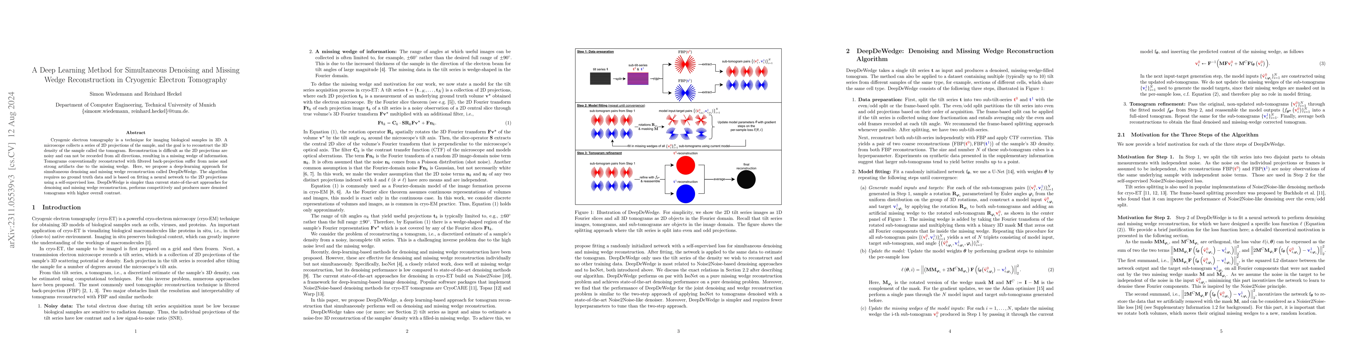 Thumbnail for A Deep Learning Method for Simultaneous Denoising and Missing Wedge
  Reconstruction in Cryogenic Electron Tomography