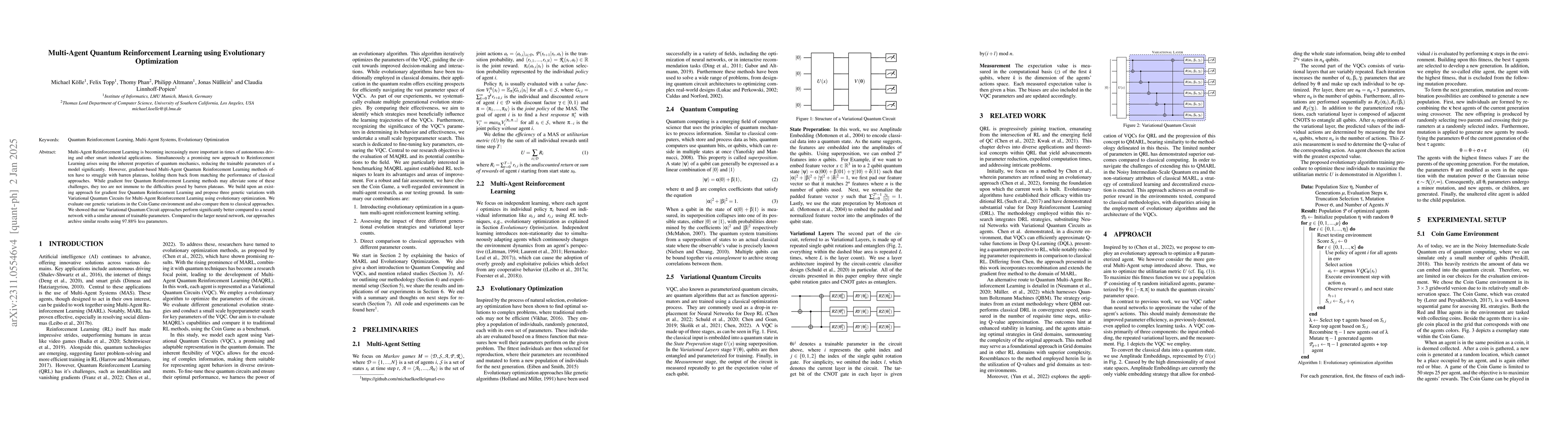 Thumbnail for Multi-Agent Quantum Reinforcement Learning using Evolutionary
  Optimization
