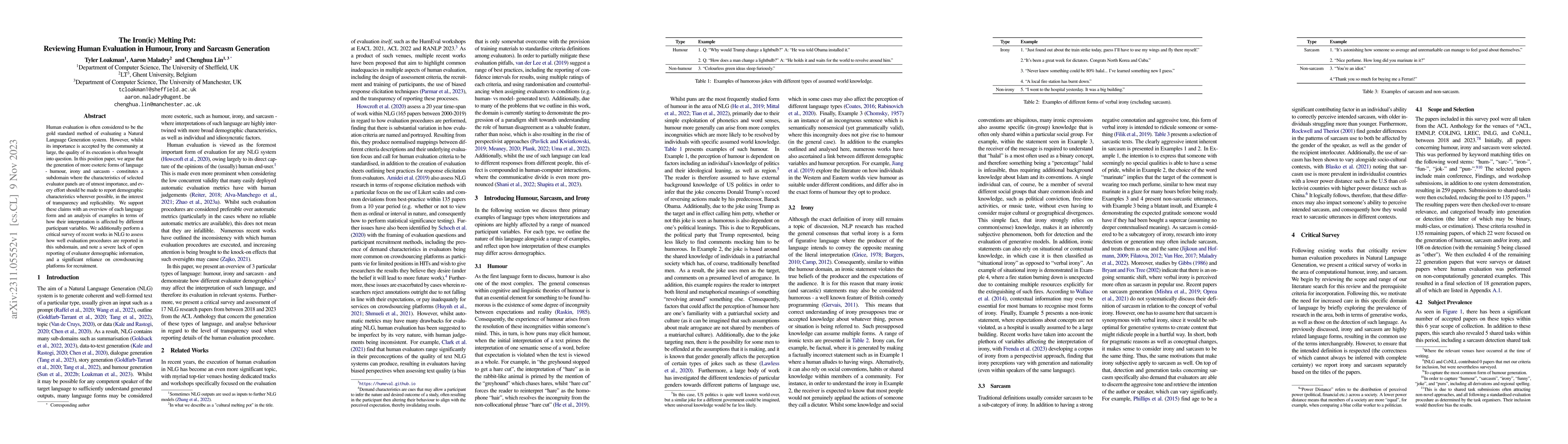 Thumbnail for The Iron(ic) Melting Pot: Reviewing Human Evaluation in Humour, Irony
  and Sarcasm Generation