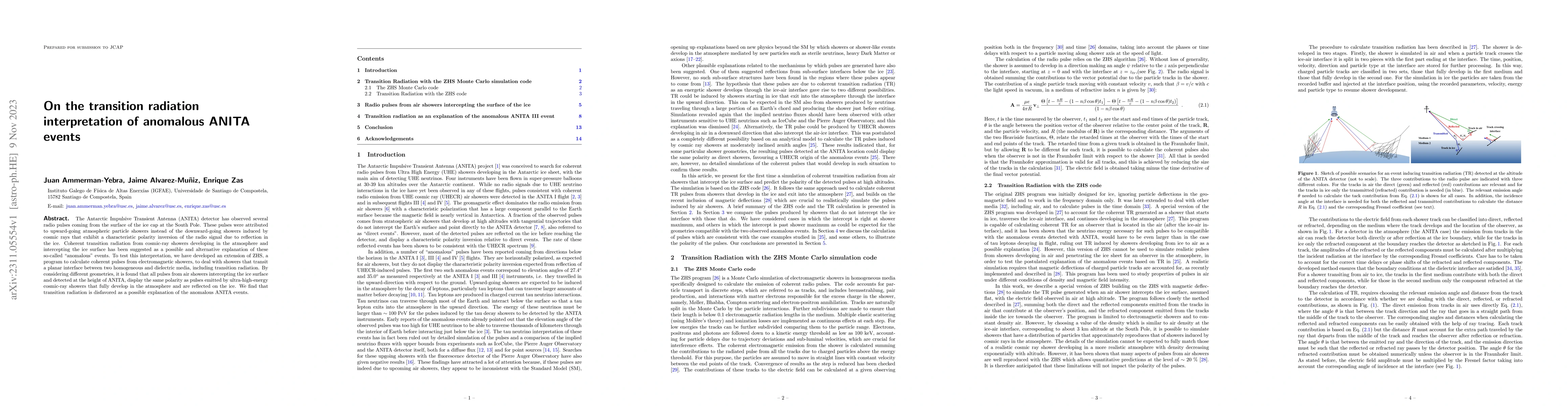 Thumbnail for On the transition radiation interpretation of anomalous ANITA events