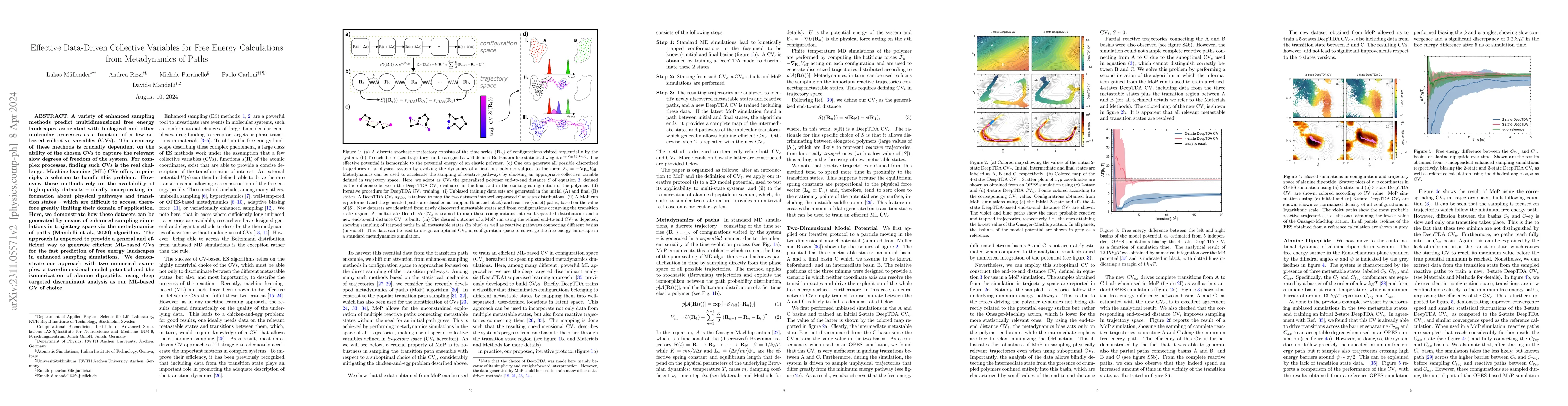 Thumbnail for Effective Data-Driven Collective Variables for Free Energy Calculations
  from Metadynamics of Paths