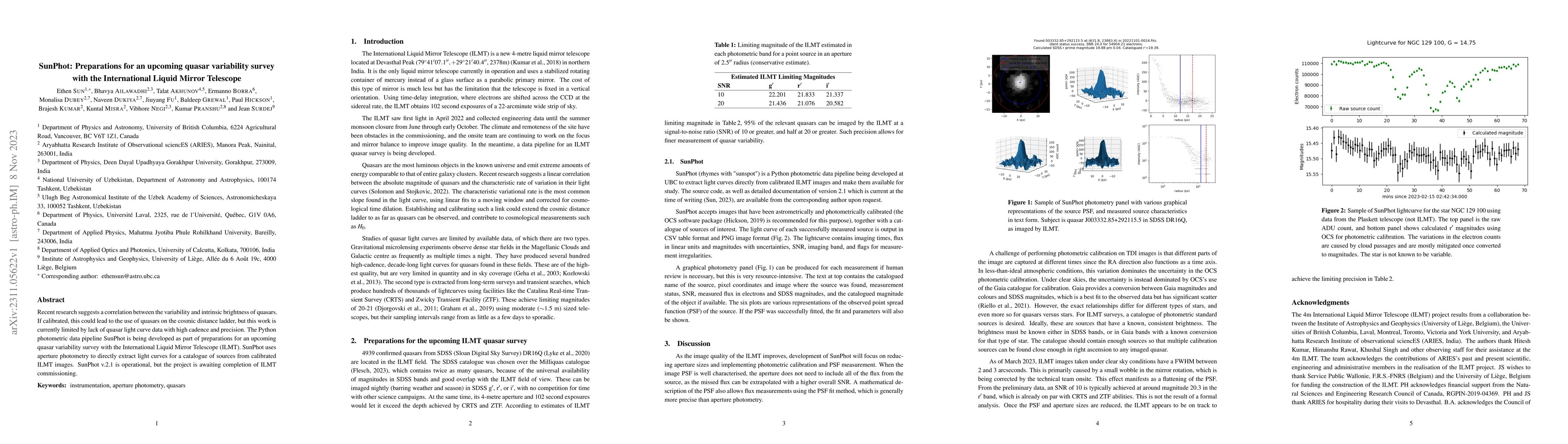 Thumbnail for SunPhot: Preparations for an upcoming quasar variability survey with the
  International Liquid Mirror Telescope