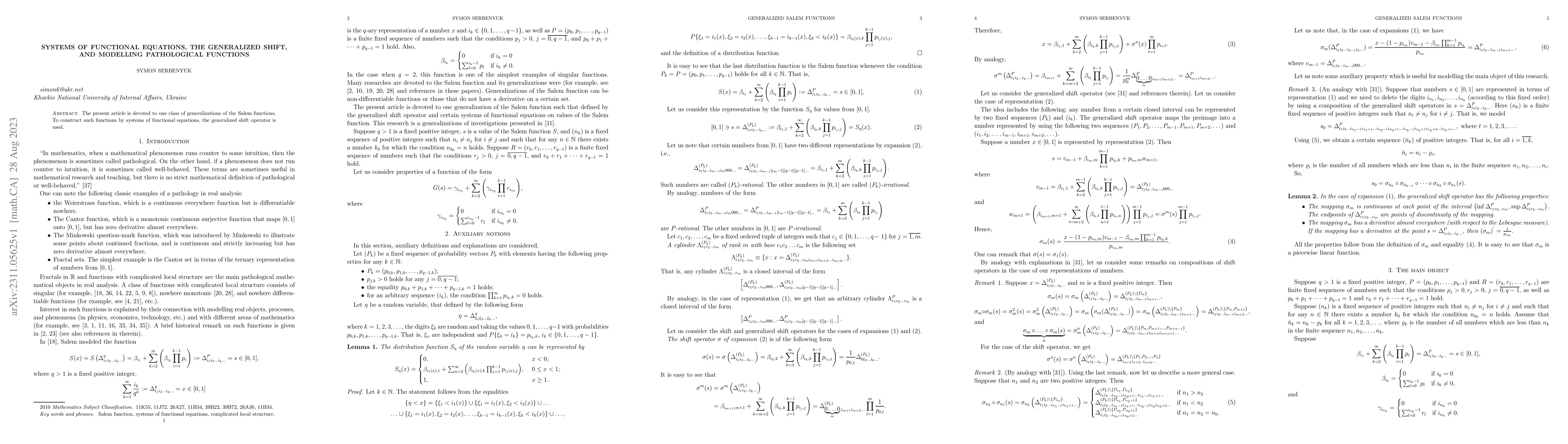 Thumbnail for Systems of functional equations, the generalized shift, and modelling
  pathological functions