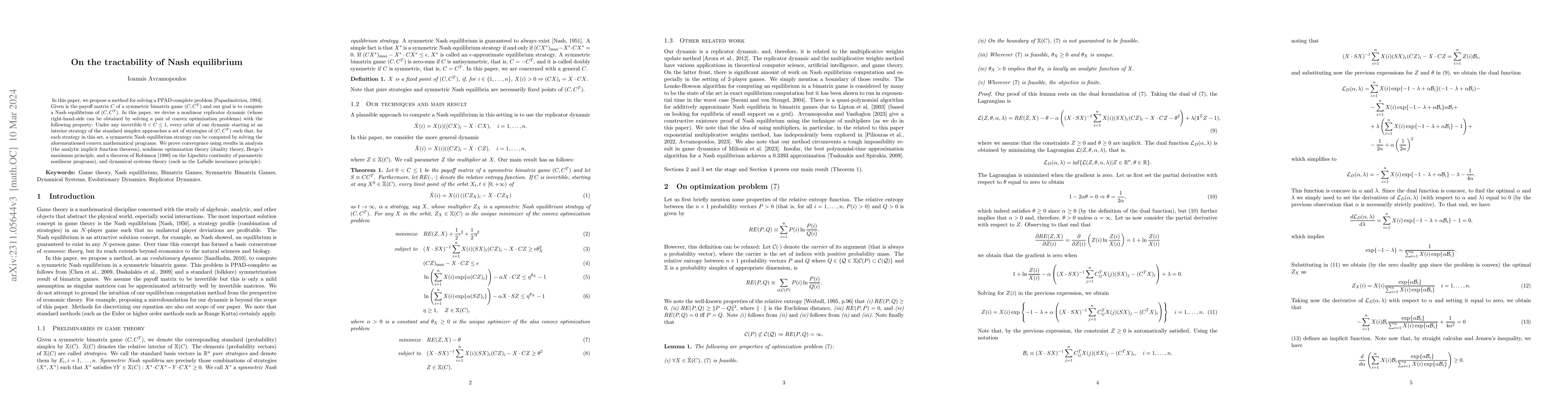 Thumbnail for On the tractability of Nash equilibrium
