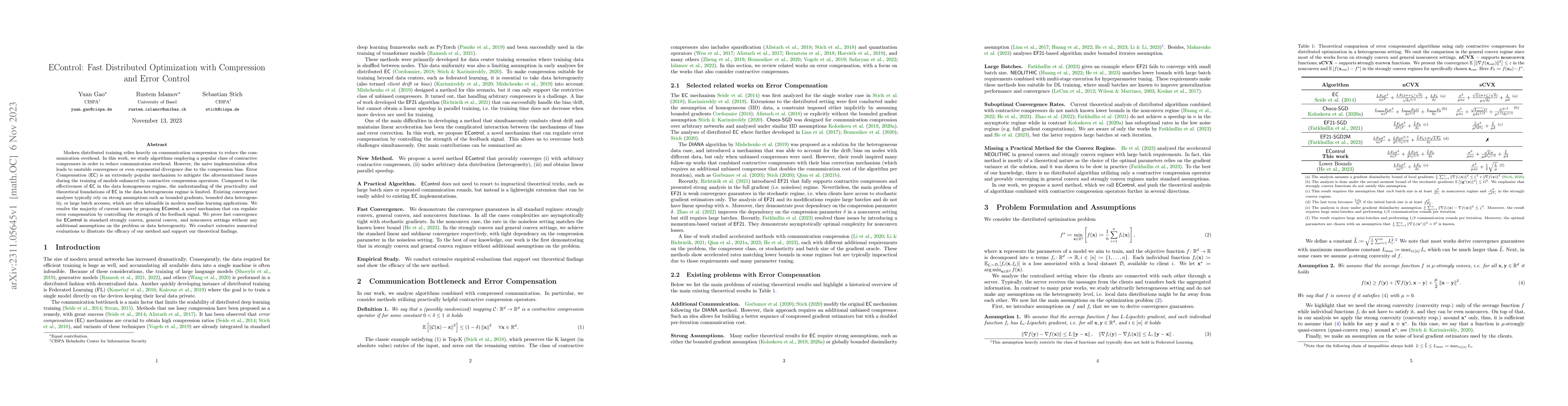 Thumbnail for EControl: Fast Distributed Optimization with Compression and Error
  Control