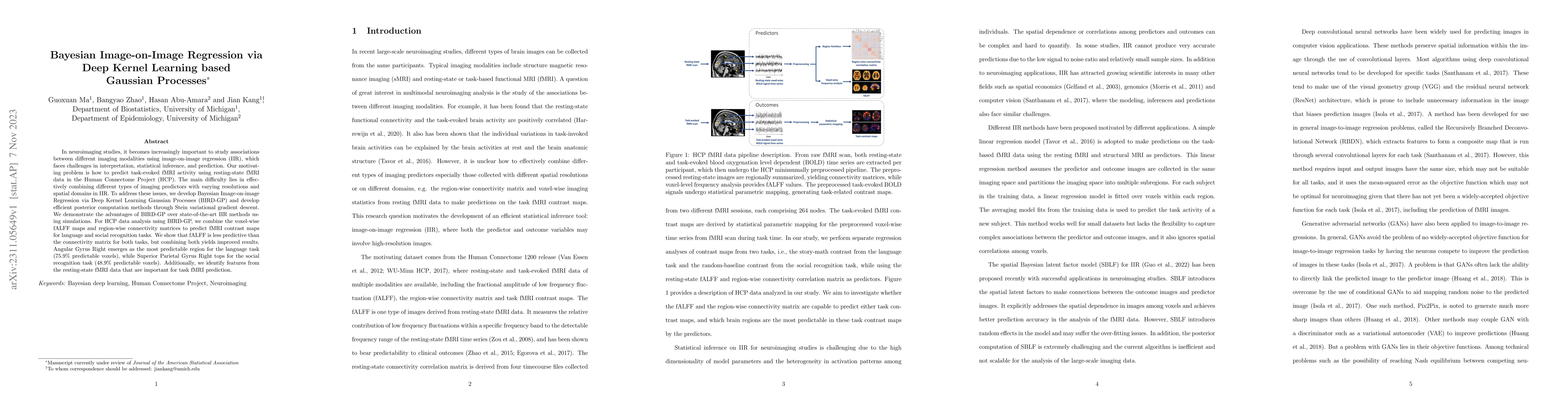 Thumbnail for Bayesian Image-on-Image Regression via Deep Kernel Learning based
  Gaussian Processes
